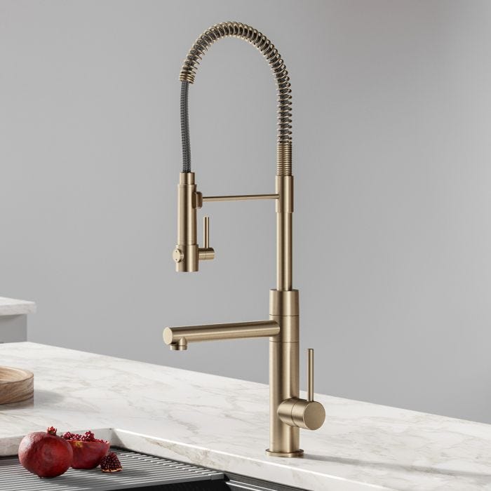 KRAUS Commercial Style Pre-Rinse Kitchen Faucet in Antique Champagne Bronze