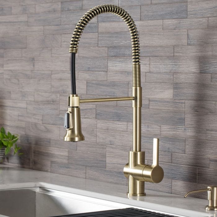 KRAUS Britt Commercial Style Kitchen Faucet in Brushed Gold