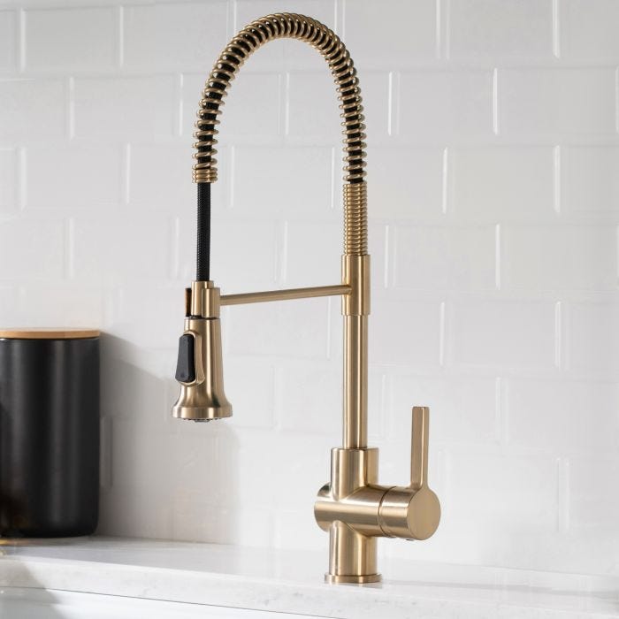 KRAUS Britt Commercial Style Kitchen Faucet in Antique Champagne Bronze