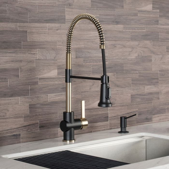 KRAUS Britt Commercial Style Kitchen Faucet in Brushed Gold/Matte Black