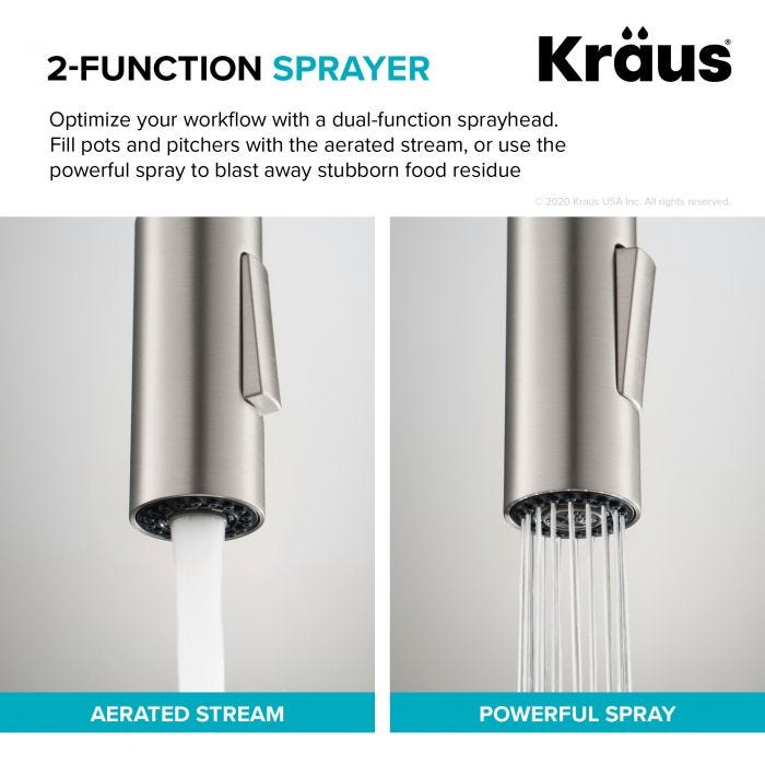 KRAUS Oletto Single Handle Pull-Down Kitchen Faucet in Stainless Steel