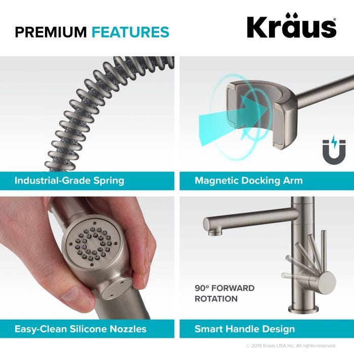 KRAUS Commercial Style Pre-Rinse Kitchen Faucet in Stainless Steel