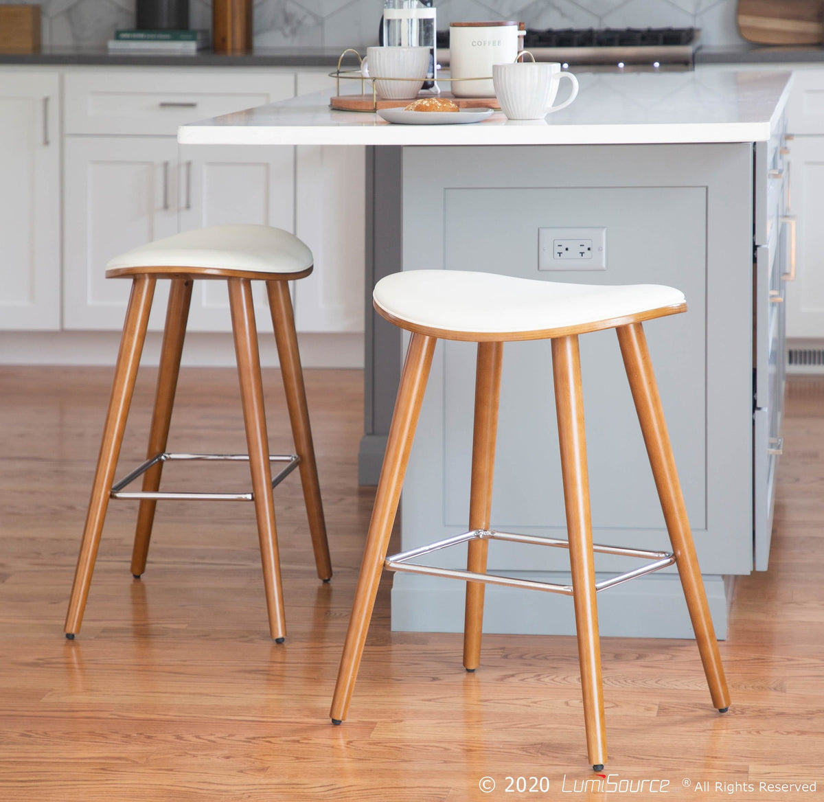 LUMISOURCE SADDLE 26&quot; FIXED-HEIGHT COUNTER STOOL - SET OF 2