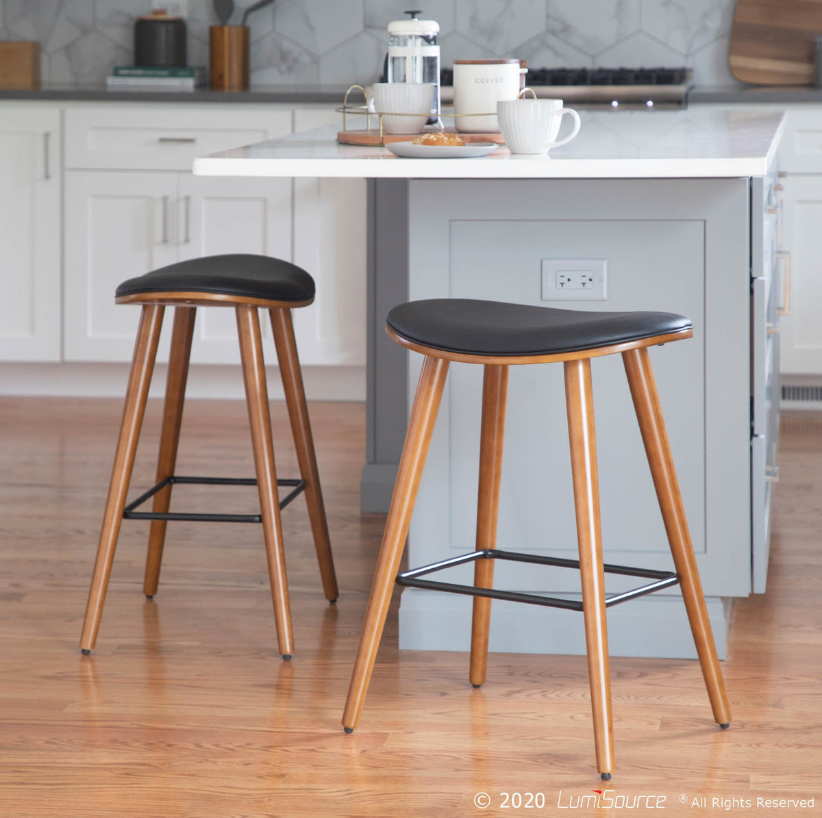 LUMISOURCE SADDLE 26&quot; FIXED-HEIGHT COUNTER STOOL - SET OF 2