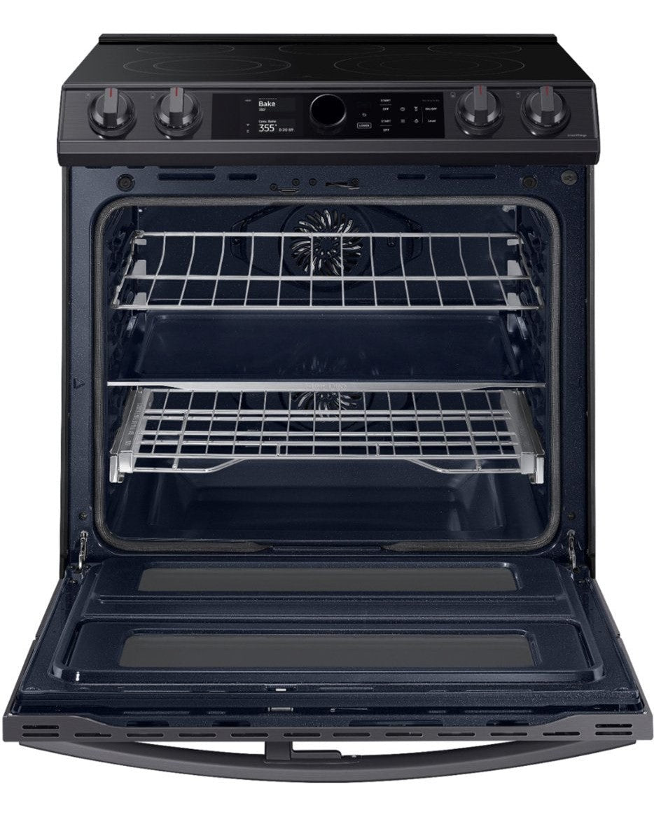 SAMSUNG NE63T8751SG/AA 6.3 cu. ft. Flex Duo Front Control Slide-in Electric Range with Air Fry &amp; Wi-Fi - Black Stainless Steel
