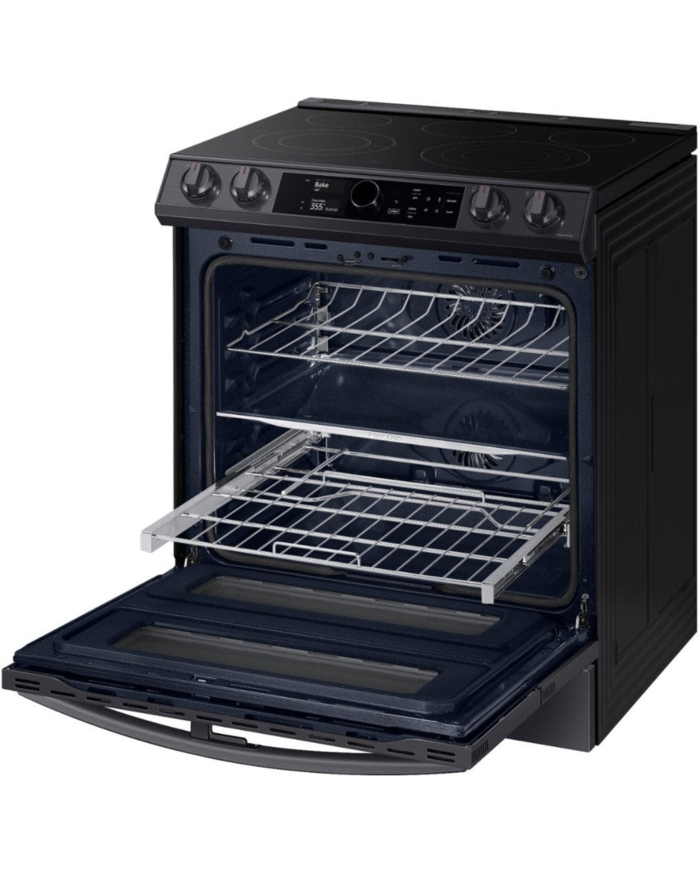 SAMSUNG NE63T8751SG/AA 6.3 cu. ft. Flex Duo Front Control Slide-in Electric Range with Air Fry &amp; Wi-Fi - Black Stainless Steel