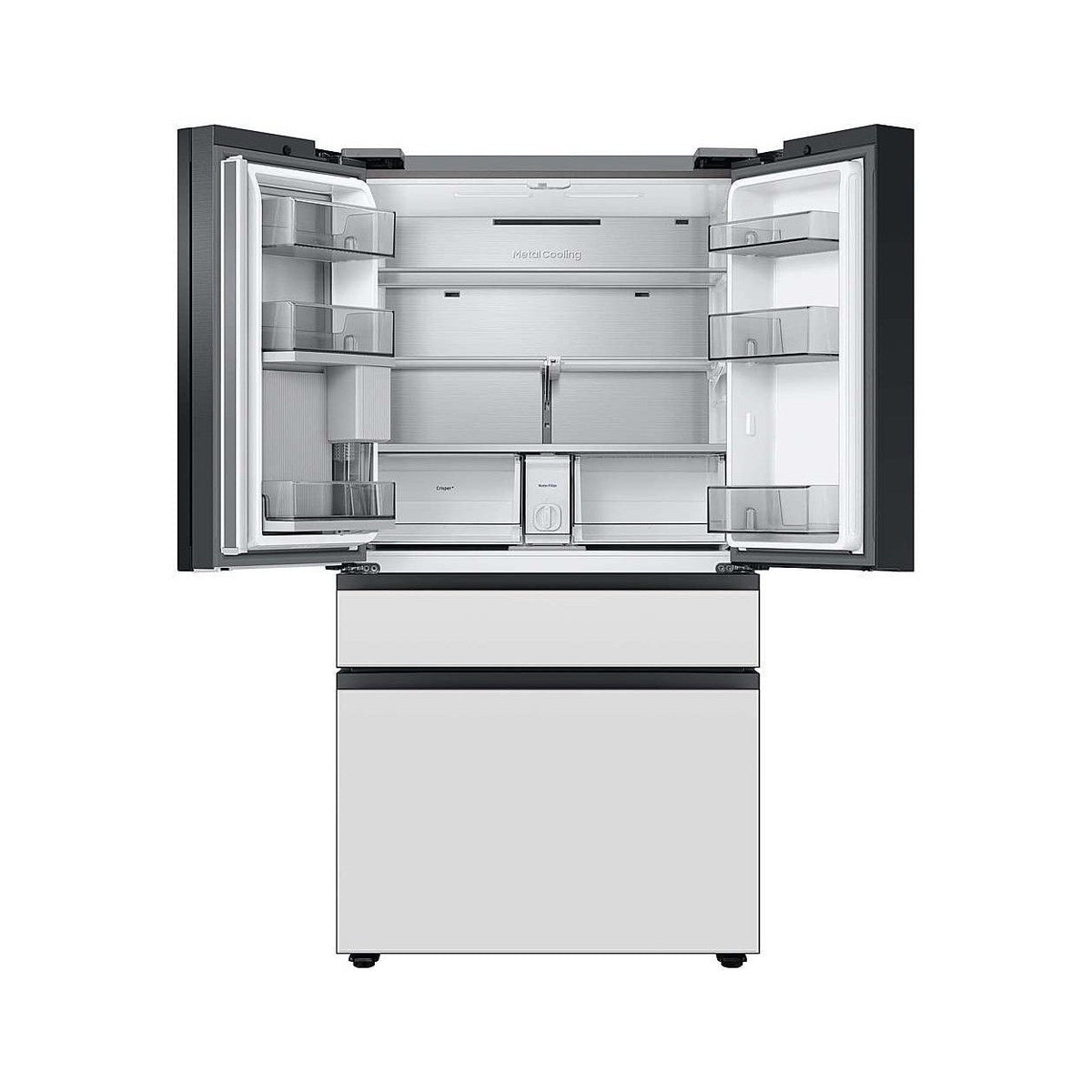 SAMSUNG Bespoke 4-Door French Door Refrigerator (23 cu. ft.) with Beverage Center™ in White Glass