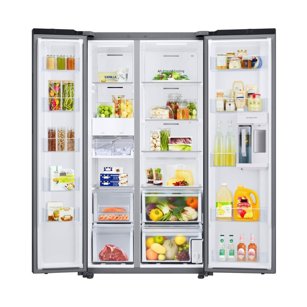 SAMSUNG RS23CB7600QLAA BESPOKE Side-by-Side Counter Depth Smart Refrigerator with Beverage Center - Stainless Steel