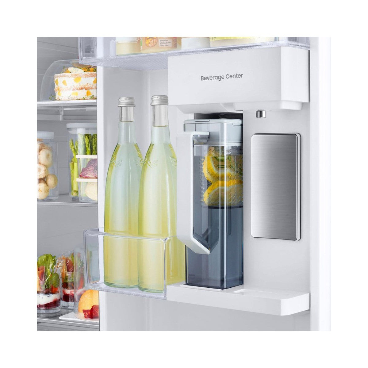 SAMSUNG RS23CB7600QLAA BESPOKE Side-by-Side Counter Depth Smart Refrigerator with Beverage Center - Stainless Steel