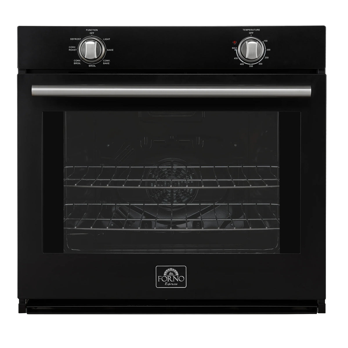 Forno Vomero 30-Inch Wall Oven, Black, 5 cu.ft Capacity, 3550 Watts Convection, Mechanical Controls, Manuel Steam Clean FBOEL1370-30BLK 