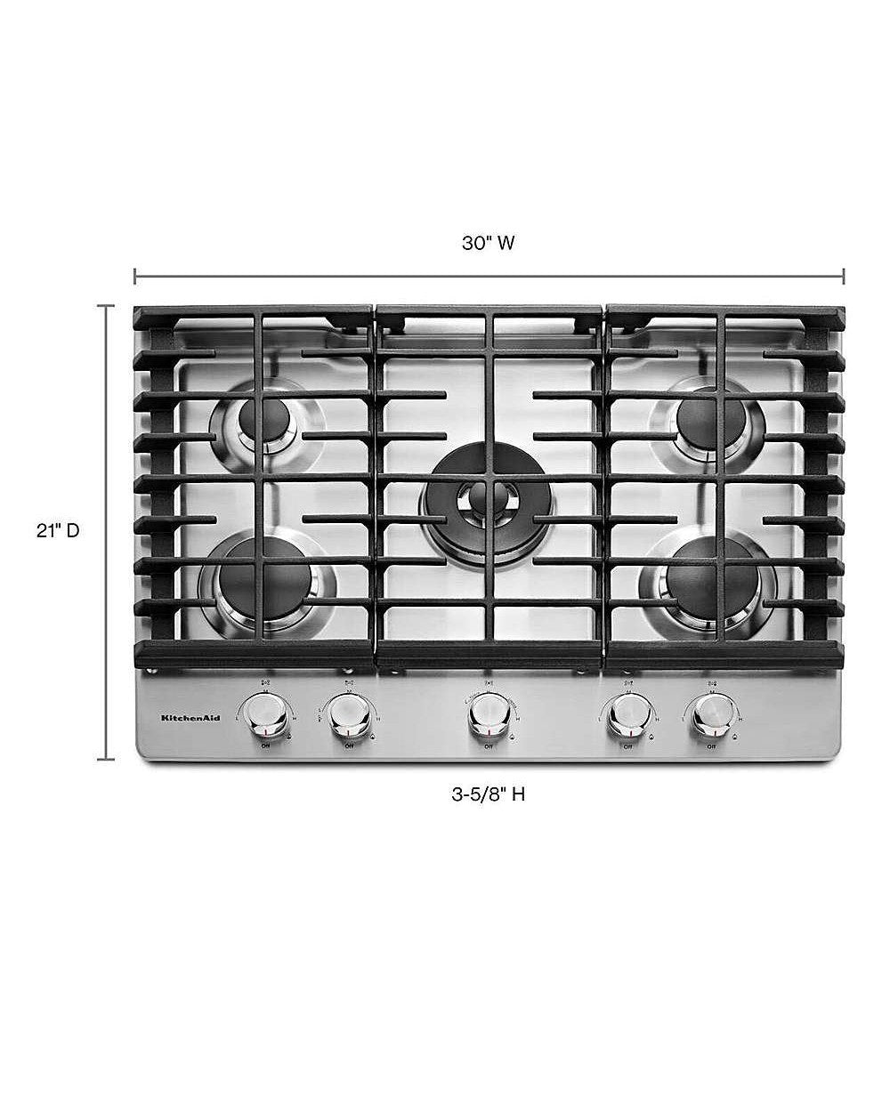 KITCHENAID KCGS550ESS 30&quot; 5-Burner Gas Cooktop