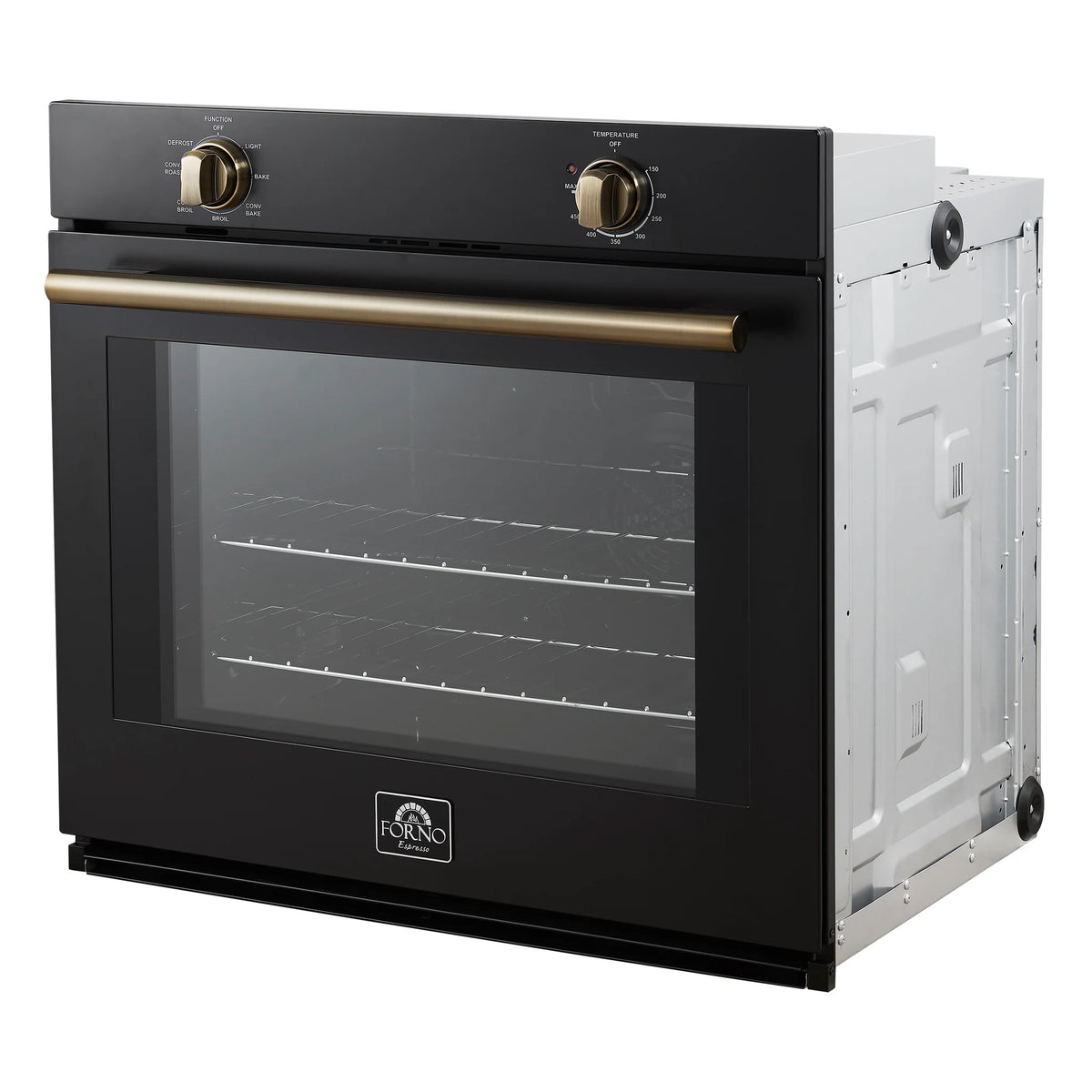 Forno Vomero 30-Inch Wall Oven, Black, 5 cu.ft Capacity, 3550 Watts Convection, Mechanical Controls, Manuel Steam Clean FBOEL1370-30BLK 