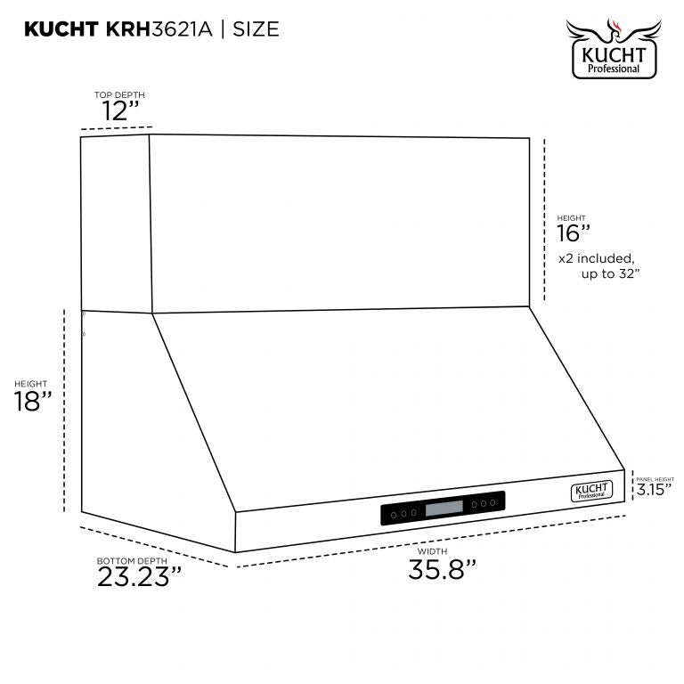 KUCHT KRH3621A 36&quot; Wall Mounted Range Hood