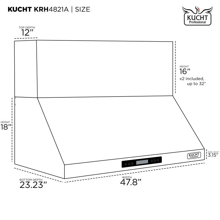 KUCHT KRH4821A 48&quot; Wall Mounted Range Hood