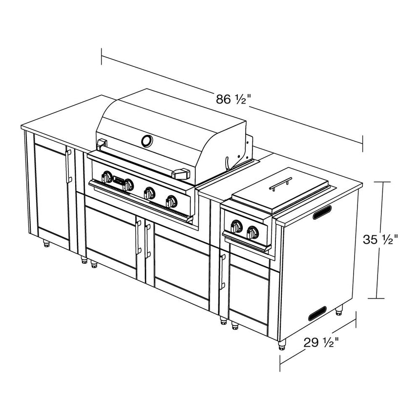 Premium Outdoor Kitchen Set – 86" Sandbar with Side Burner
