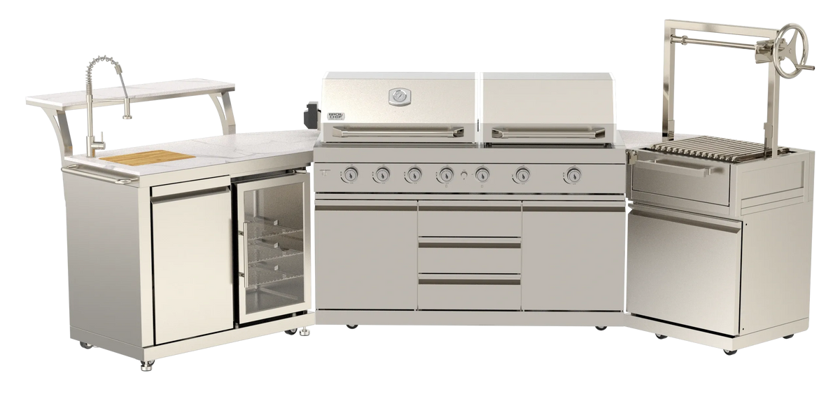 BROIL CHEF Yosemite 7 Burner S/S Griddle & Argentina BBQ Modular Suite