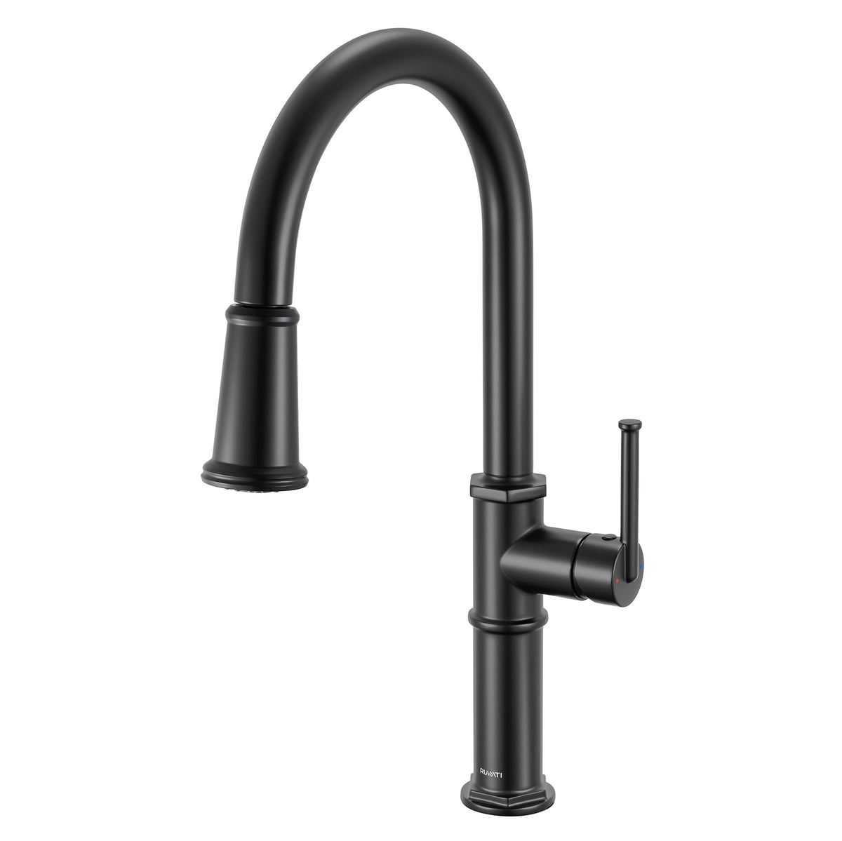 RUVATI RVF1239MB Idris Pull Down Kitchen Faucet Transitional Modern with Sprayer in Matte Black