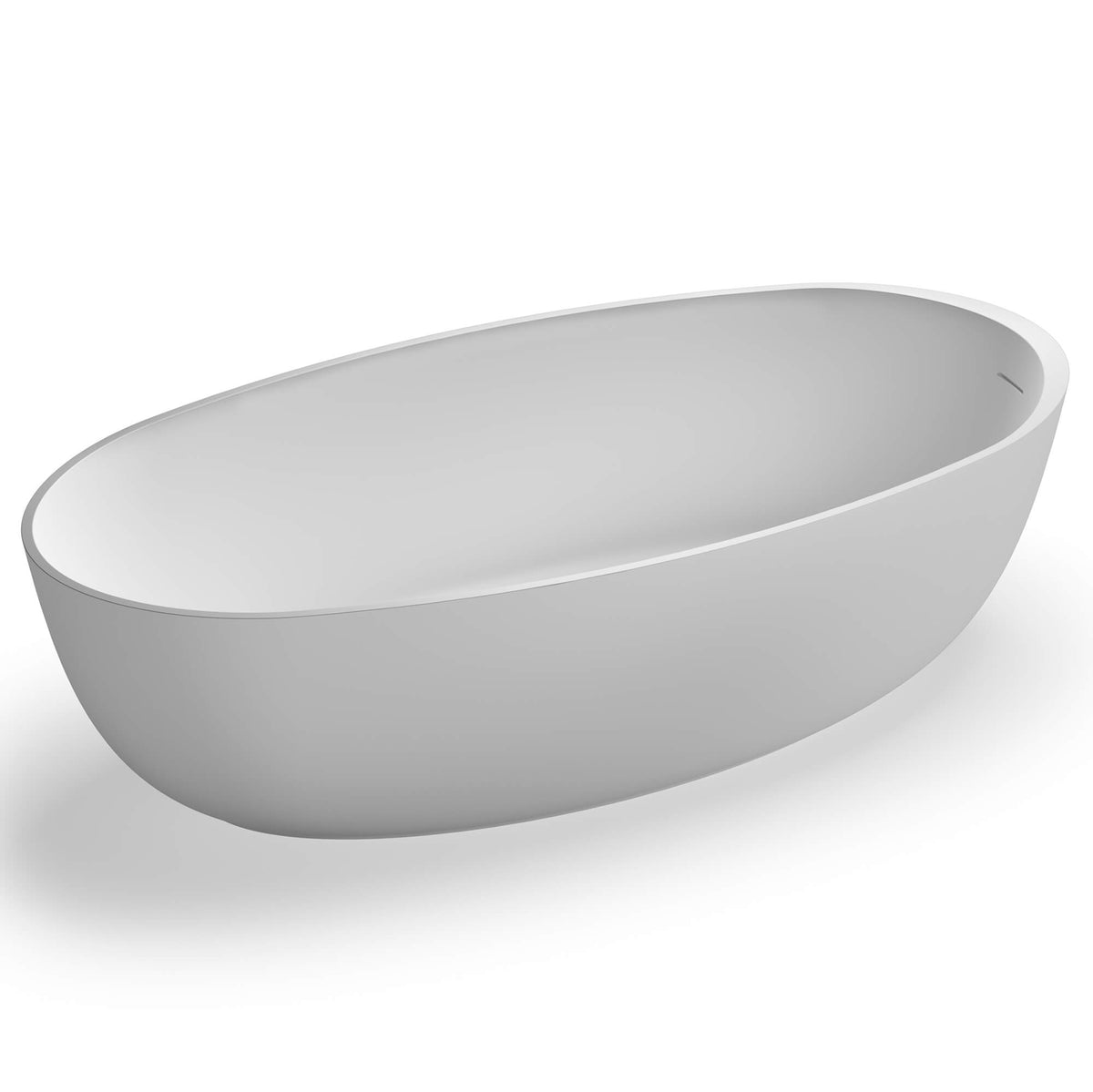 RUVATI RVB6719WH 66-inch Matte White epiStone Solid Surface Oval Bath Tub