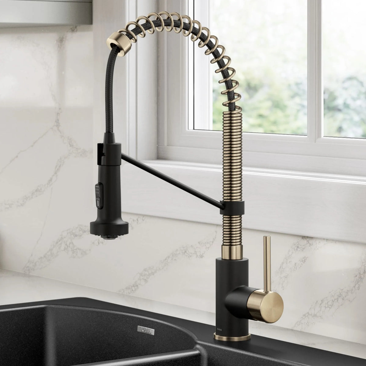 KRAUS KPF-1610SFACBMB favourite Bolden Commercial Style Single Handle Pull Down Kitchen Faucet
