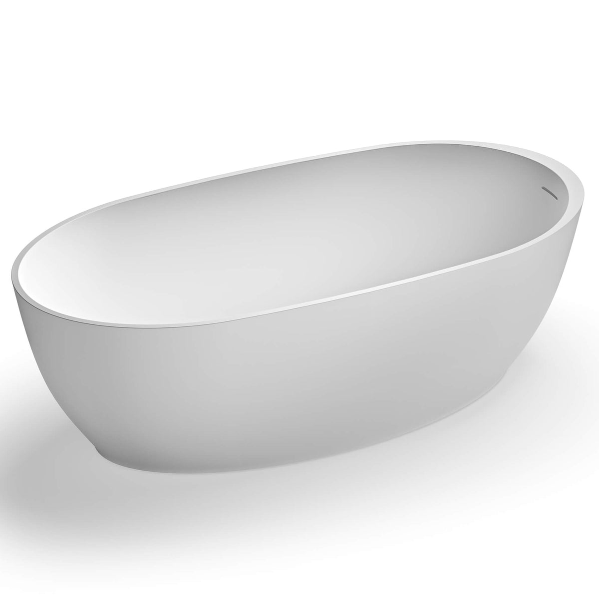 RUVATI RVB6744WH 59-inch Matte White epiStone Solid Surface Oval Bath Tub