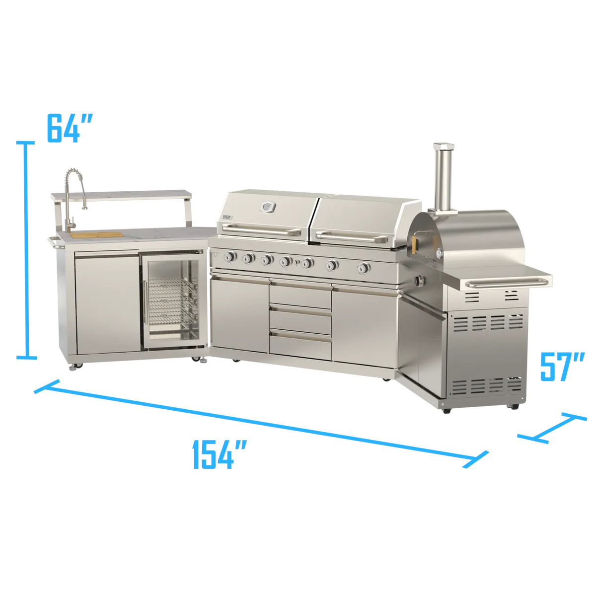 BROIL CHEF Yosemite 8 Burner Classic S/S Pizza Oven Modular Suite