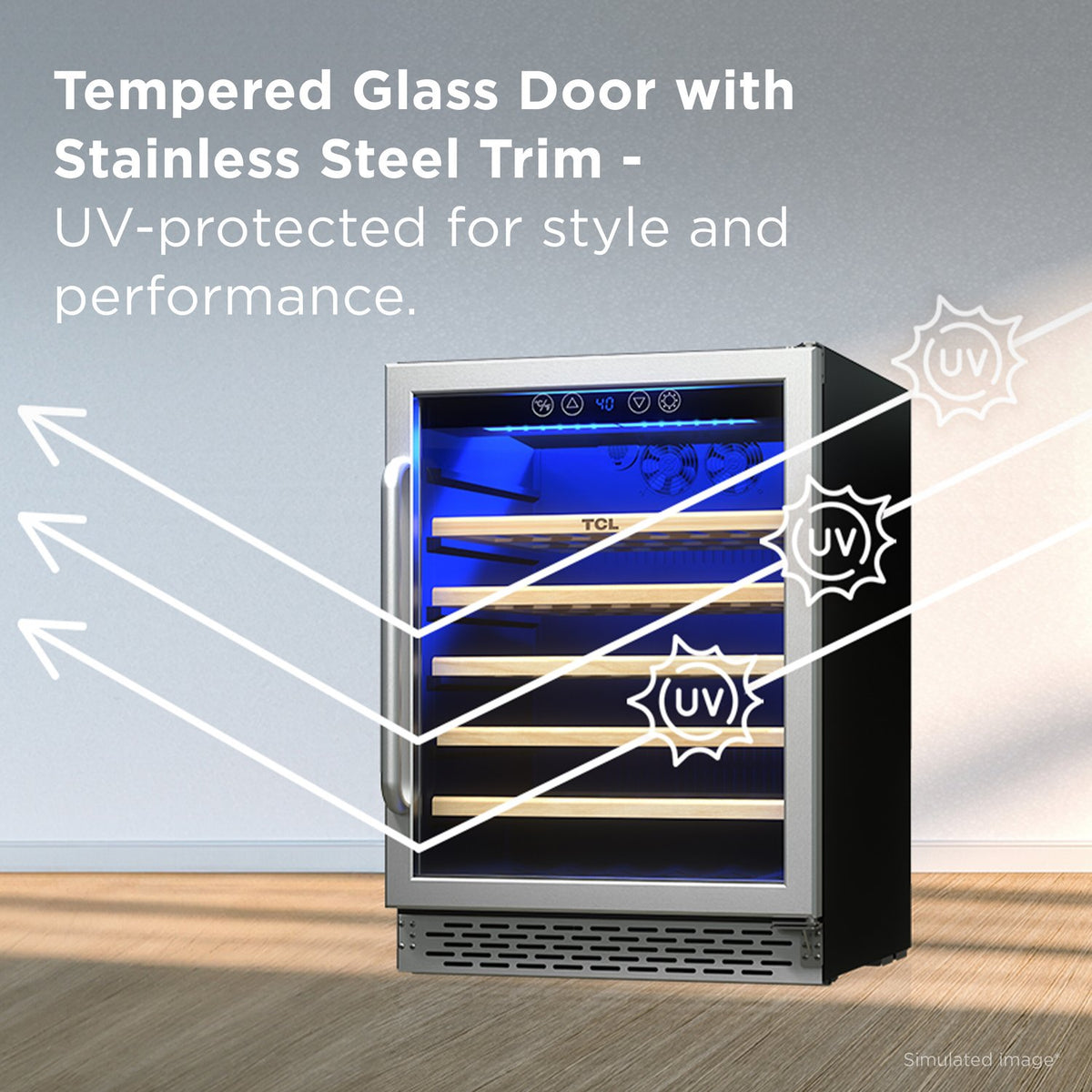 TCL TRW52B7AS 52 Bottle Single Temperate Zone Built-In Wine Cooler