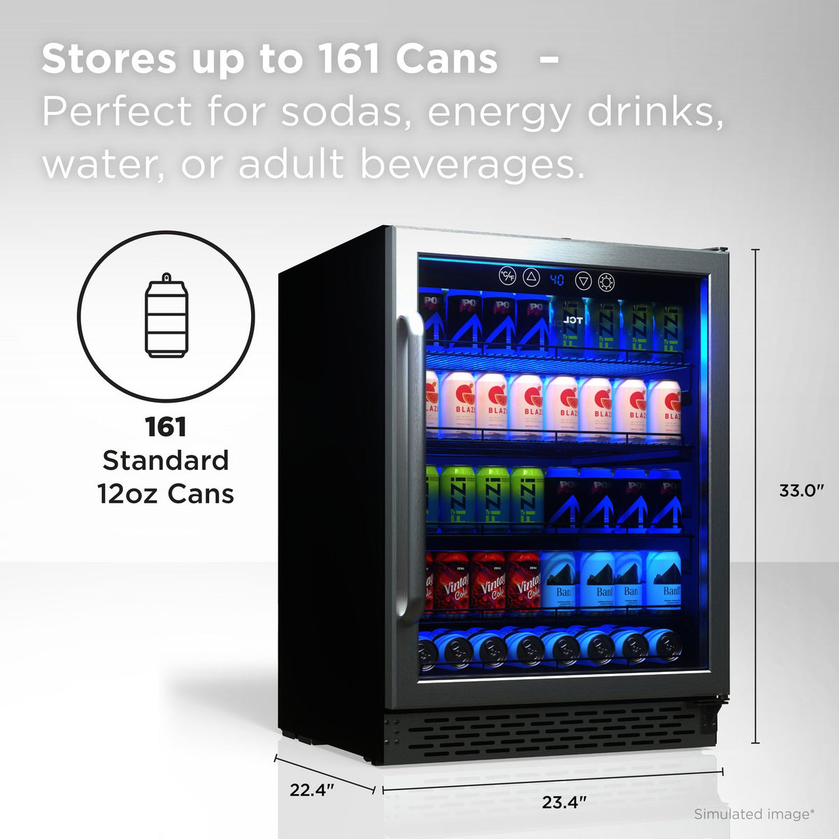 TCL TRV161BAS 161 Can Single Temperature Zone Built-In Beverage Cooler - Stainless