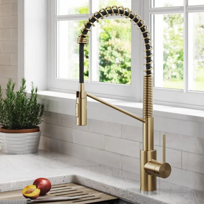 KRAUS KPF-2631SFACB Oletto™ Pull Down Kitchen Faucet in Antique Champagne Bronze