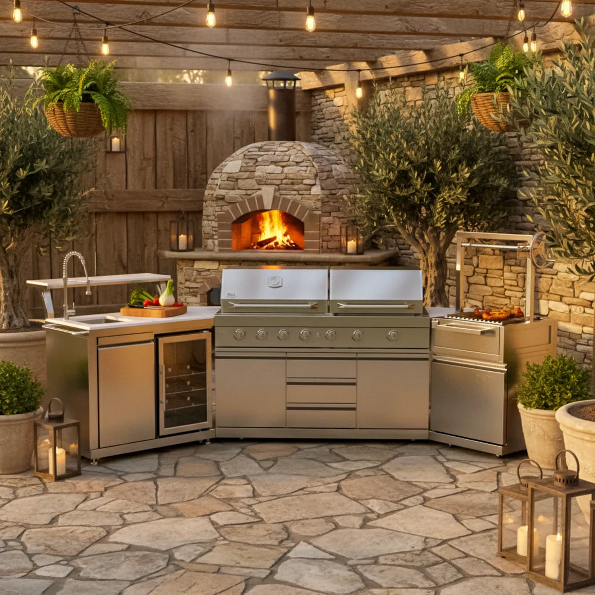 BROIL CHEF Yosemite 7 Burner S/S Griddle & Argentina BBQ Modular Suite