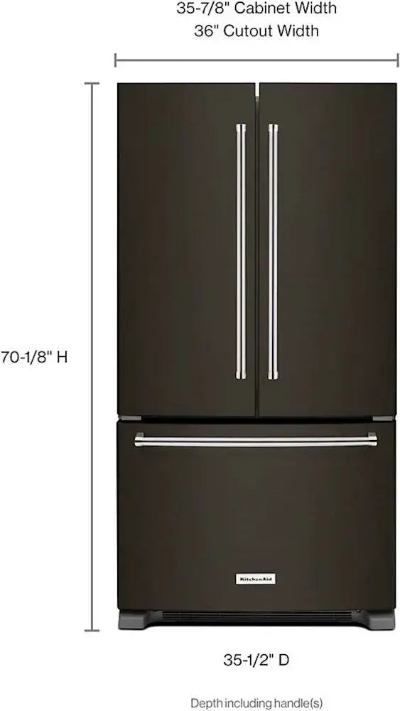 KITCHENAID KRFF305EBS 36-Width Standard Depth French Door Refrigerator with Interior Dispenser