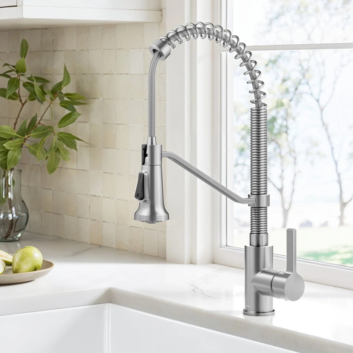 KRAUS KPF-1693SFS Britt Commercial Style 2-Function Pull Down Kitchen Faucet in Stainless Steel