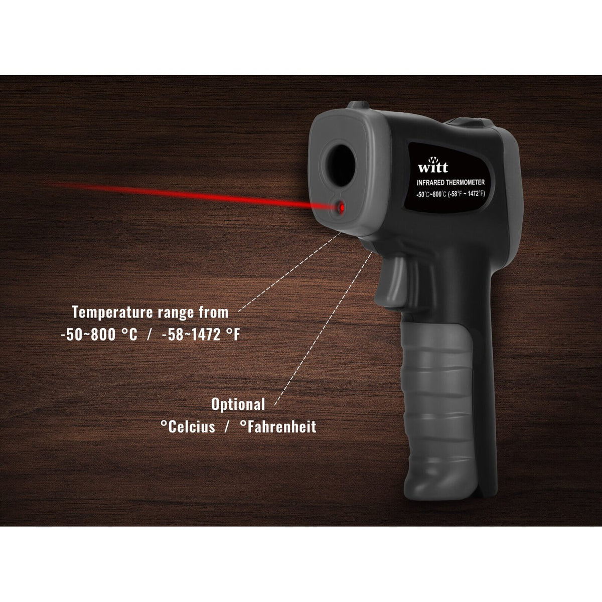 WITT 48651012 Pizza Infrared Temperature Gun - Black