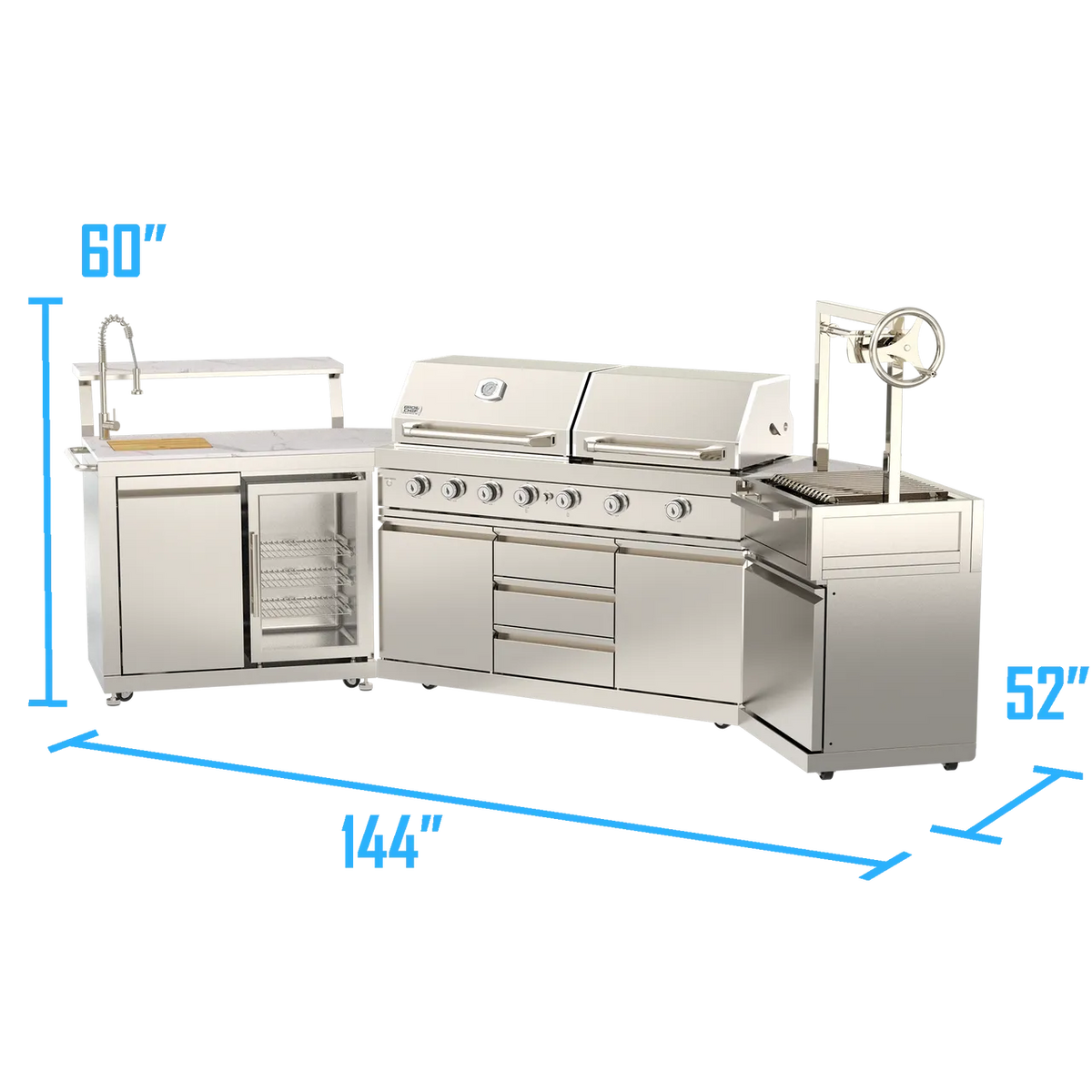 BROIL CHEF Yosemite 7 Burner S/S Griddle & Argentina BBQ Modular Suite