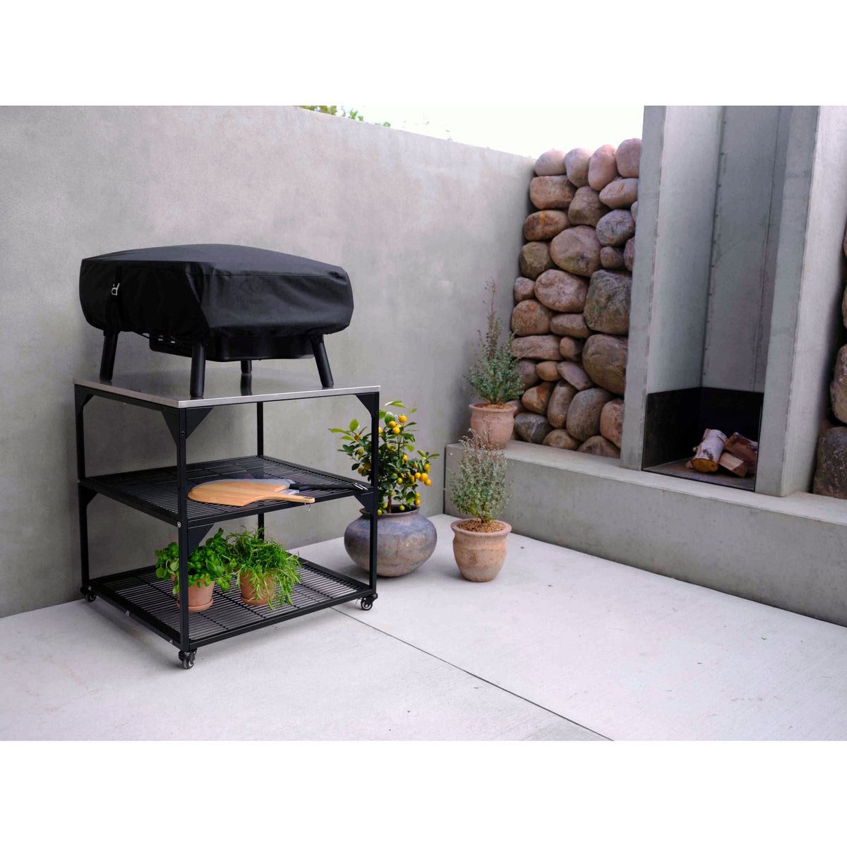 WITT 48651013 Pizza Table on Wheels - Black