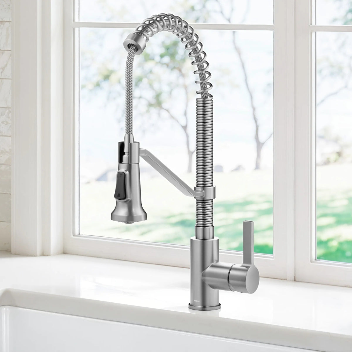KRAUS KPF-1693SFS Britt Commercial Style 2-Function Pull Down Kitchen Faucet in Stainless Steel