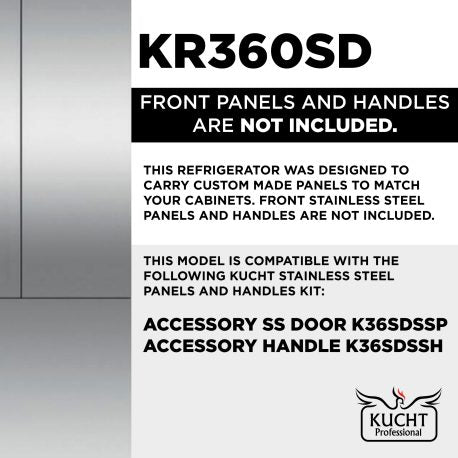 KUCHT KR360SD Built-In, Counter Depth, Panel Ready Refrigerator