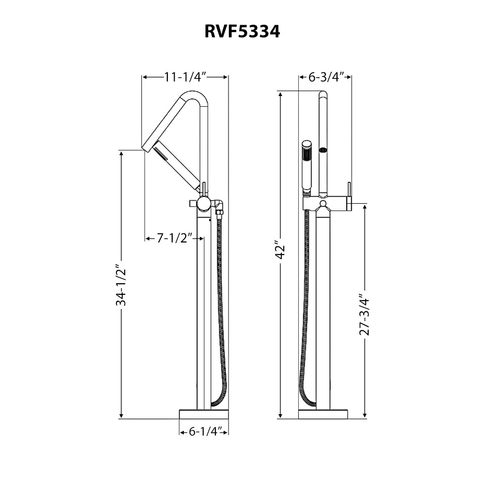 RUVATI RVF5334BN Livia Floor Mounted Freestanding Tub Filler