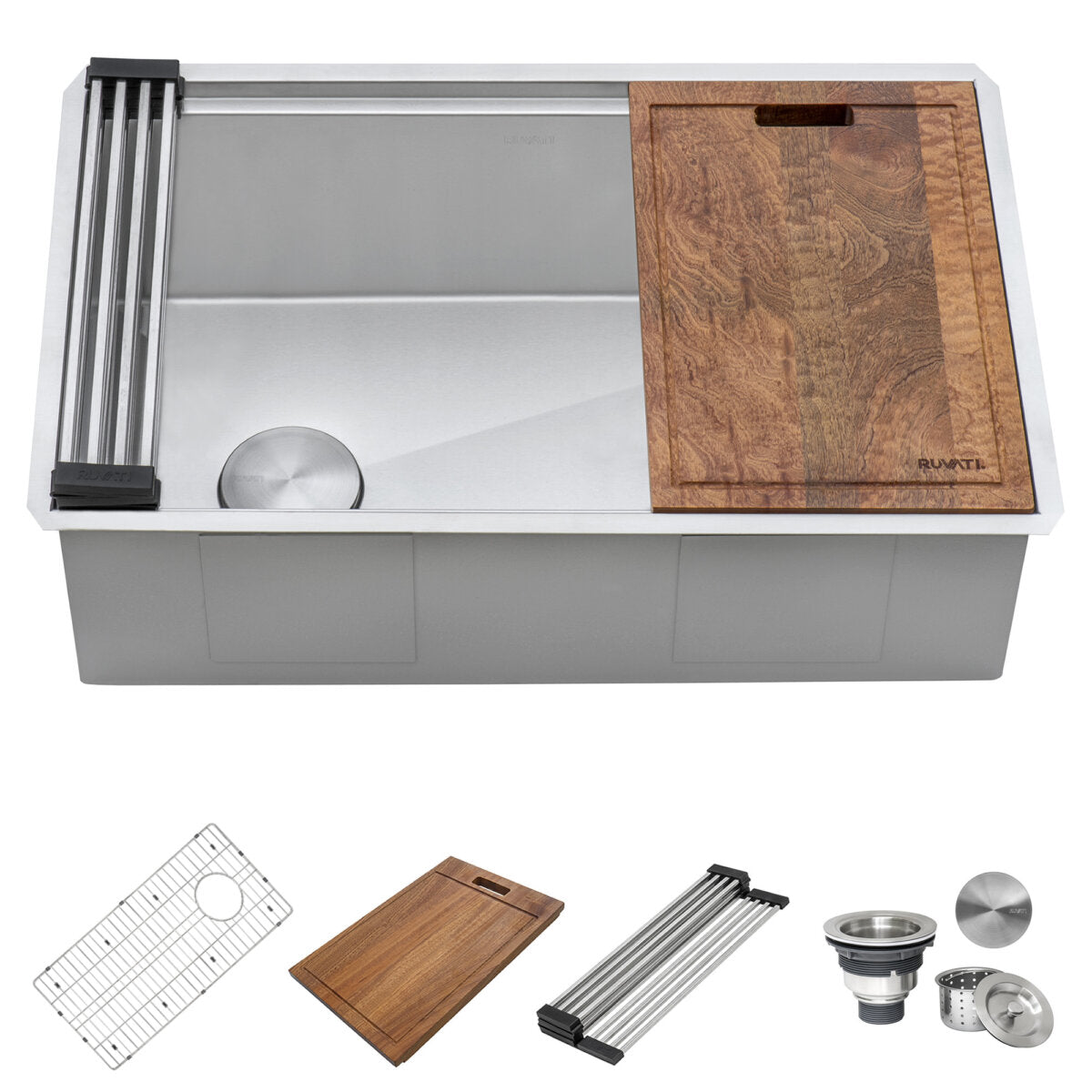 RUVATI RVH8591 33-inch Workstation Slope Bottom Offset Drain