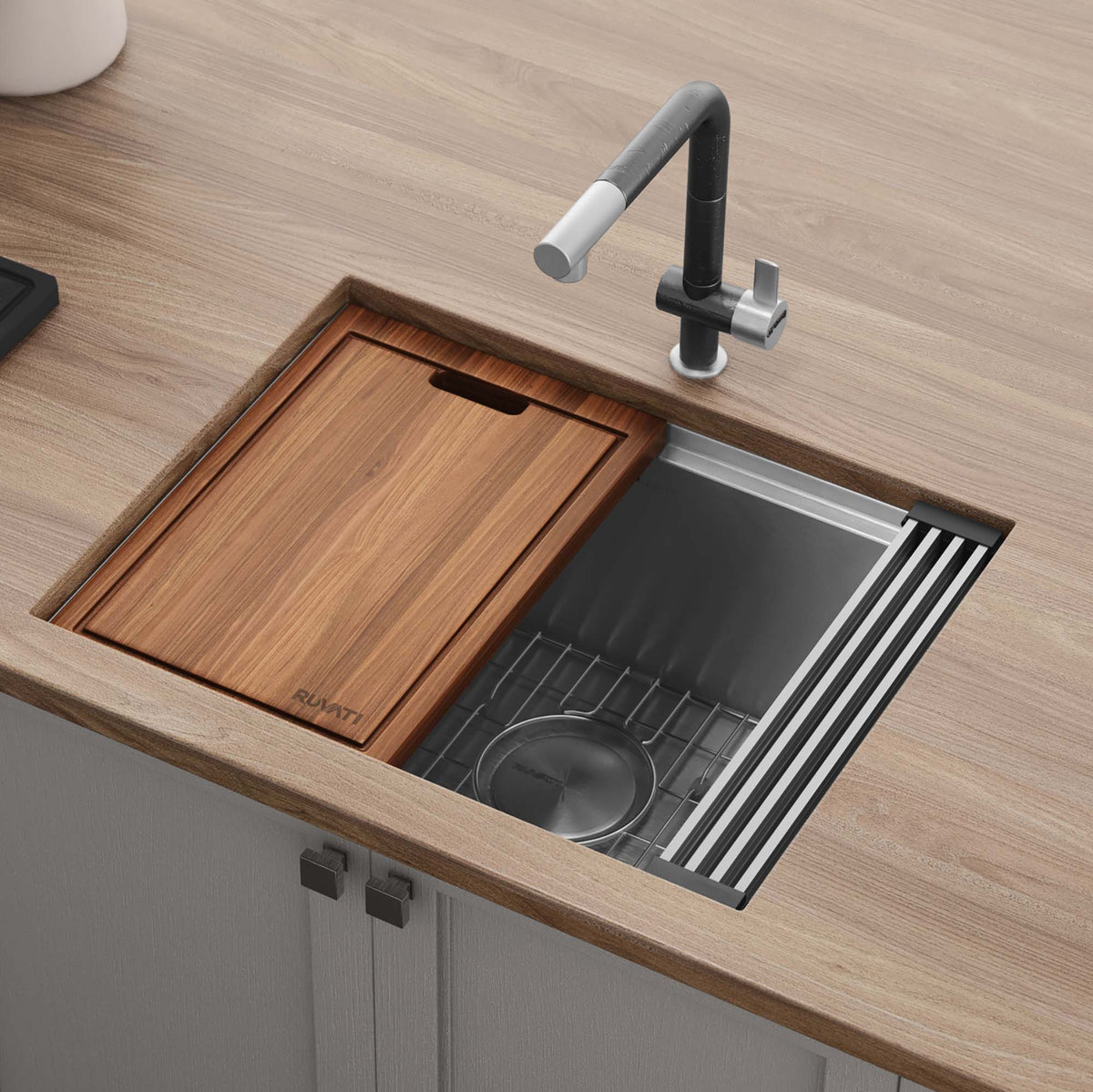 RUVATI RVH8324 24-inch Stainless Steel Kitchen Sink Single Bowl