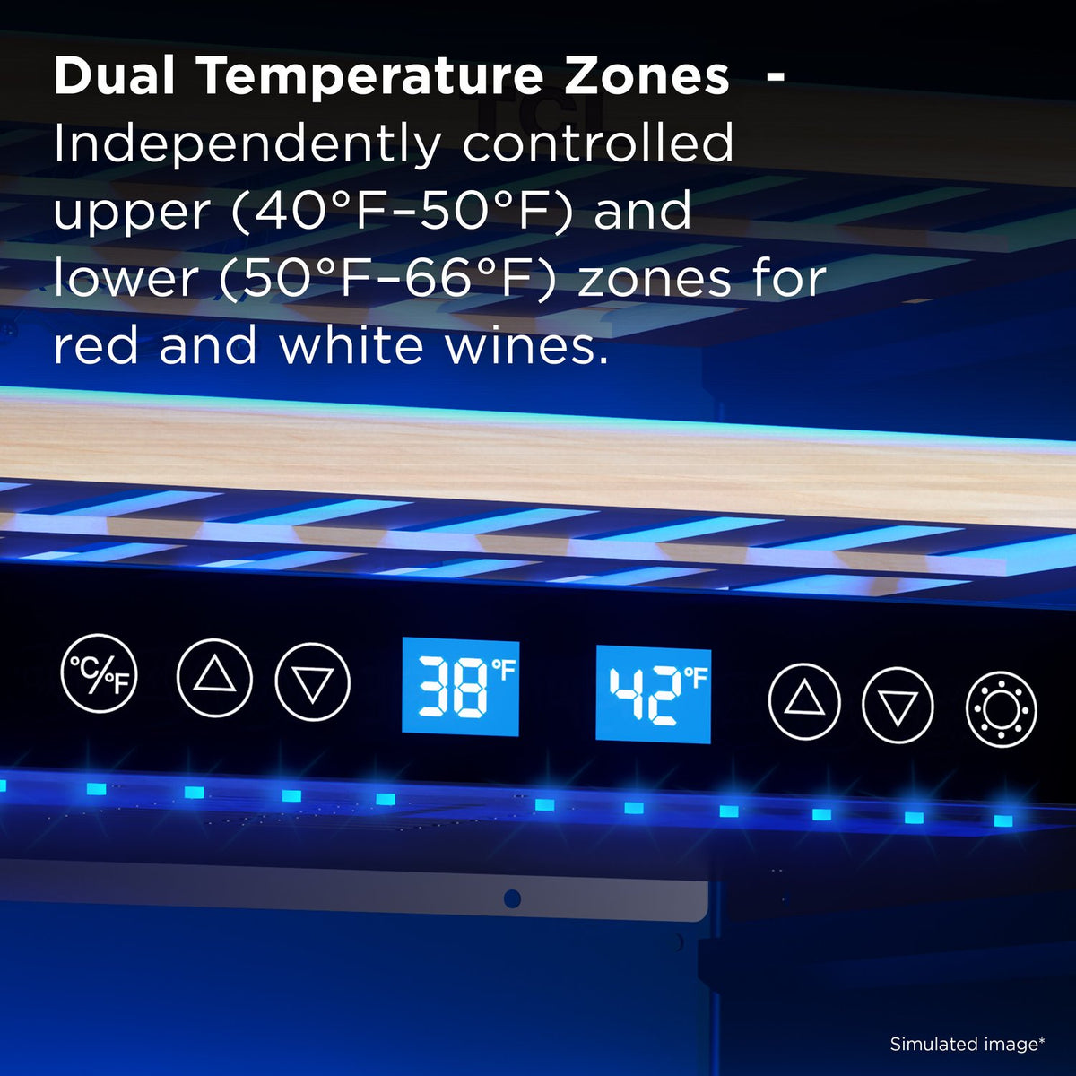 TCL TRW46B8AS 46 Bottle Dual Temperate Zone Wine Cooler - Stainless