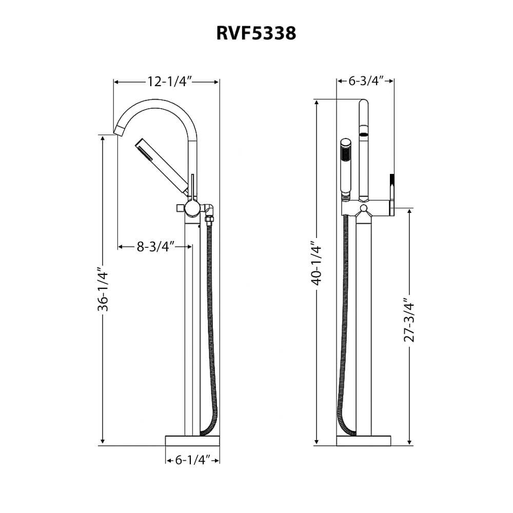 RUVATI RVF5338 Lucia Floor Mounted Freestanding Tub Filler