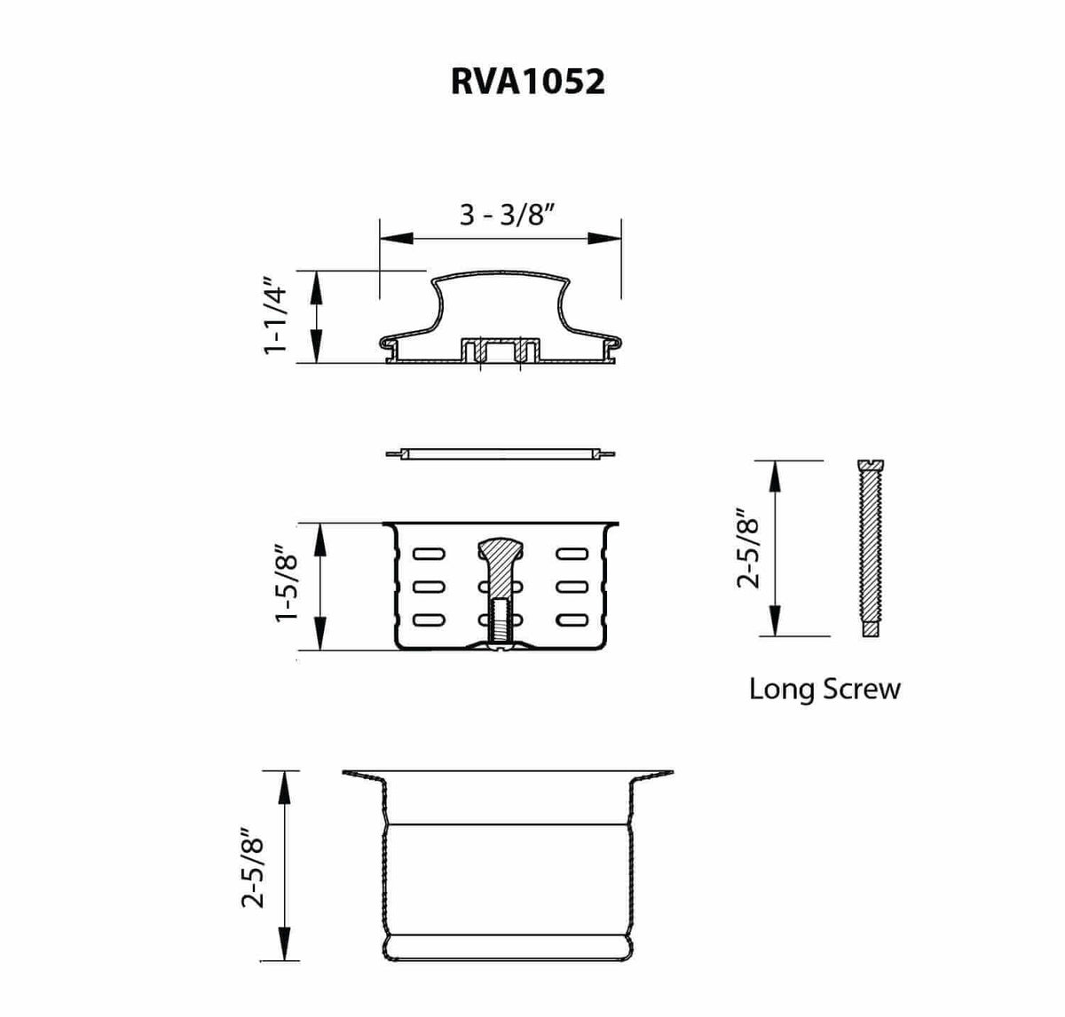 RUVATI RVA1052ST Extended Garbage Disposal Flange with Deep Basket