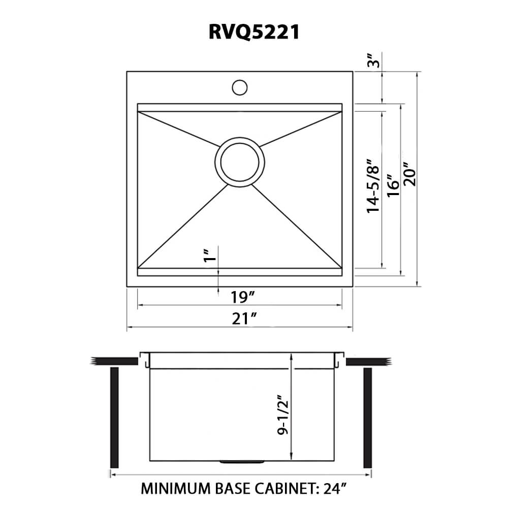 RUVATI RVQ5221 21 x 20 inch Outdoor Workstation Sink