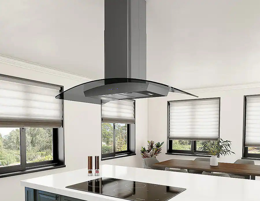 ZEPHYR ZRE-M90BBSGG Ravenna Island Hood 90cm - Black Stainless