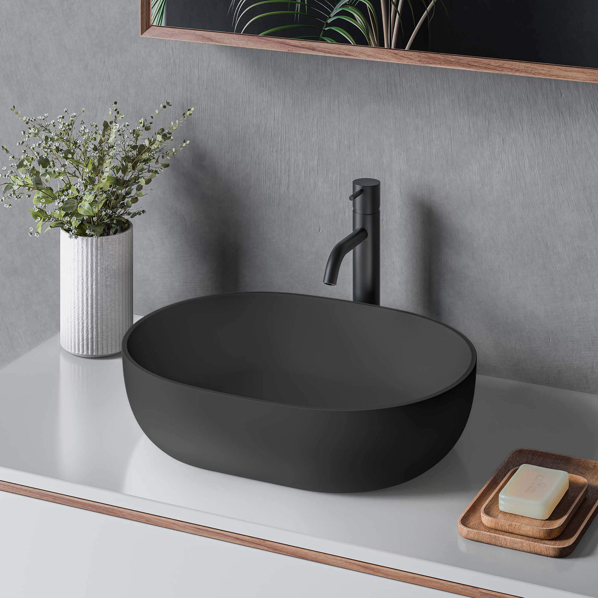 RUVATI RVB2119BK epiStone 19-inch Solid Surface Vessel Sink