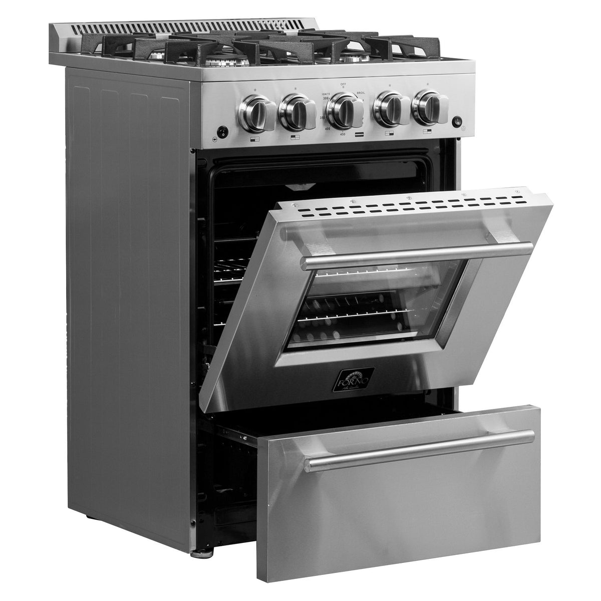 FORNO FFSGS6272-24 24" / 2.3 CF Gas Range - Stainless