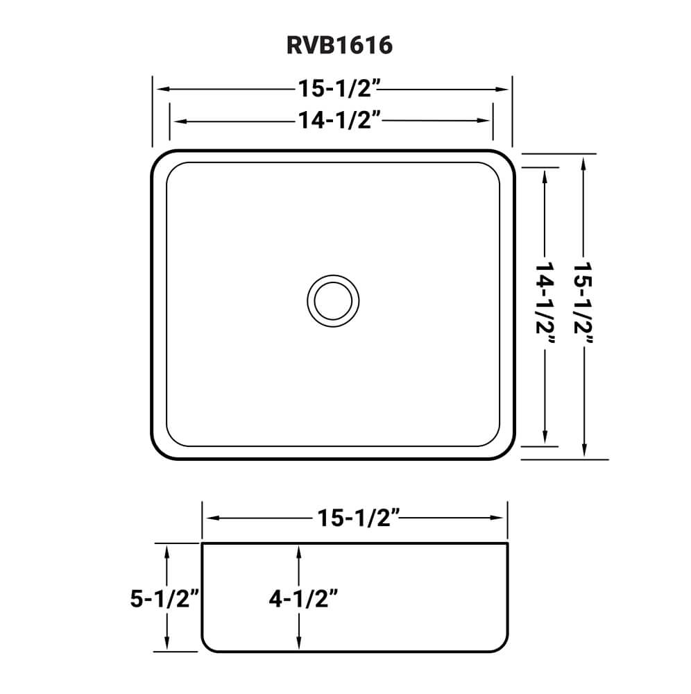 RUVATI RVB1616 15 x 15 inch Bathroom Vessel Sink