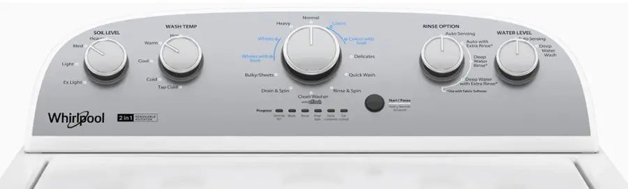 WHIRLPOOL WTW4957PW 3.8 Cu. Ft. Top Load Washer with 2 in 1 Removable Agitator