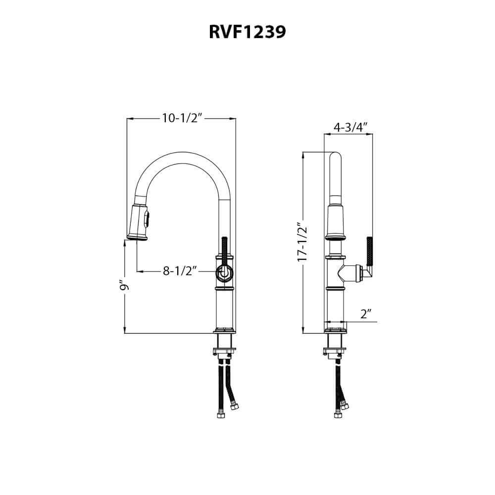 RUVATI RVF1239MB Idris Pull Down Kitchen Faucet Transitional Modern with Sprayer in Matte Black