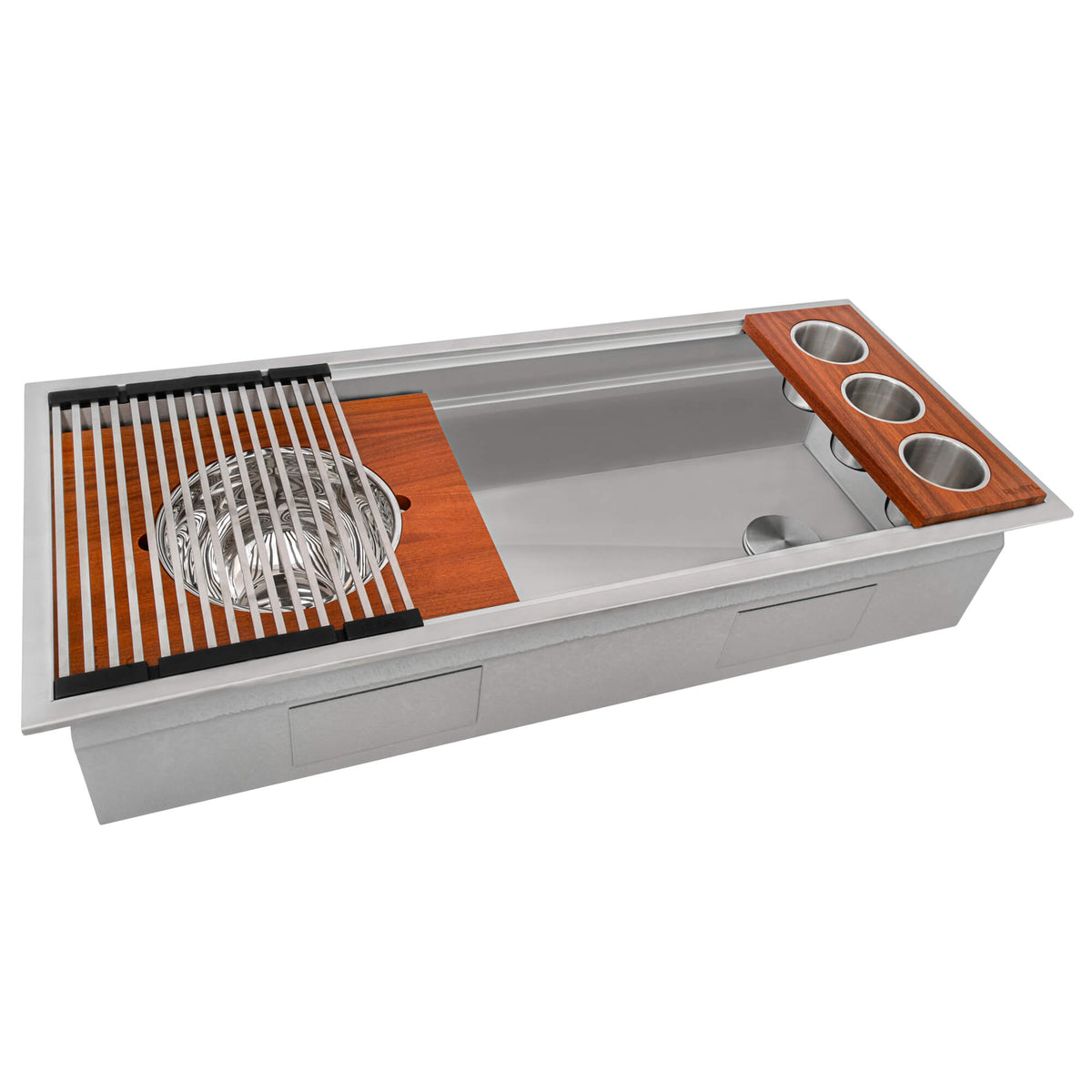 RUVATI RVH8433 45-inch Workstation Two-Tiered Ledge Kitchen Sink Drop-in Topmount